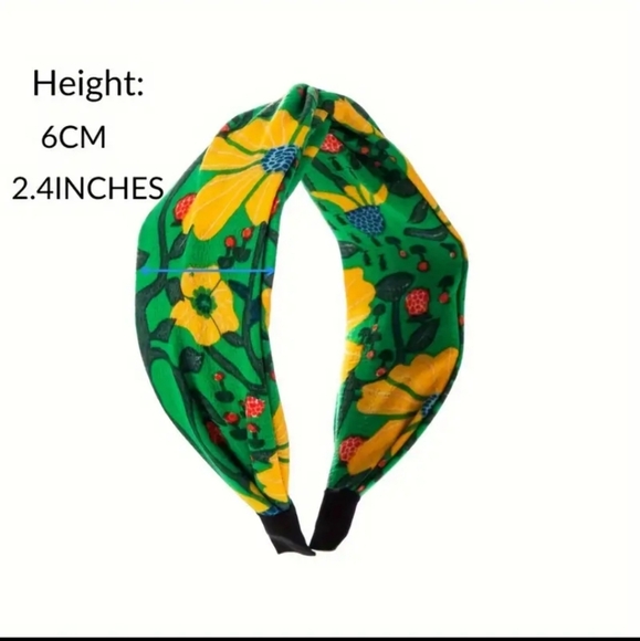 Floral Wide Cross Top Headband Blue and Red Floral NEW - Picture 3 of 3